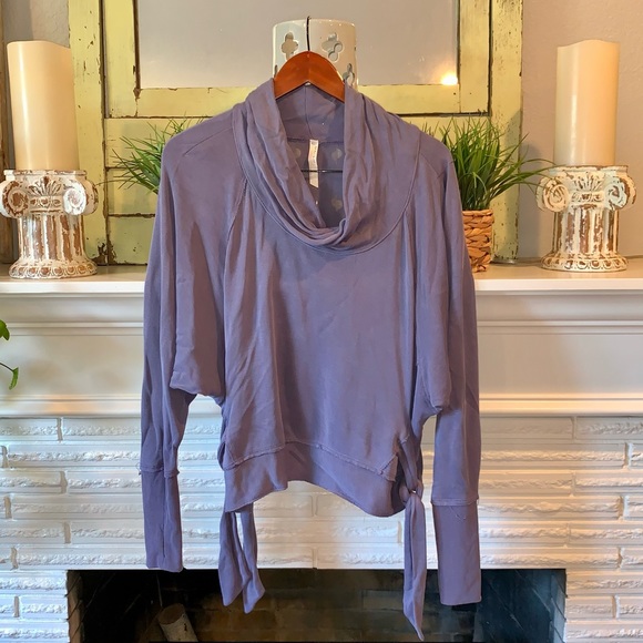 Freebird by Steven Sweaters - Free People Movement Sweet Flow Purple Tie Waist Cowl Neck Sweater Small